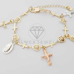 18K Gold Plated Heart Cross Virgin Bracelet|